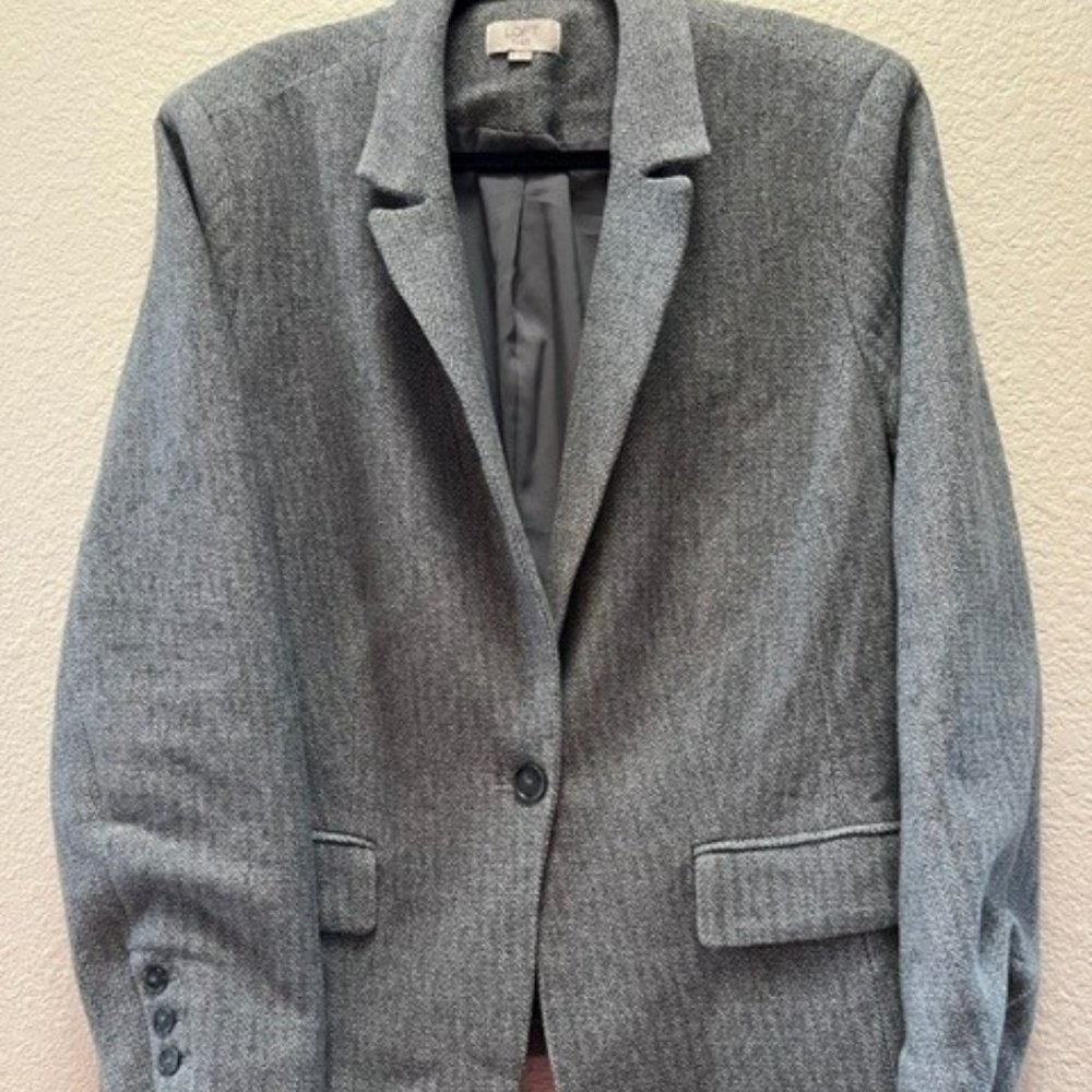 Loft Plus Grey Chevron Pattern "Wool Like" Blazer - image 1